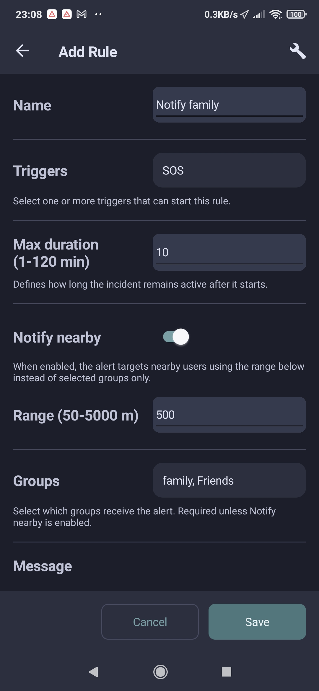 Create alert rule with triggers and groups